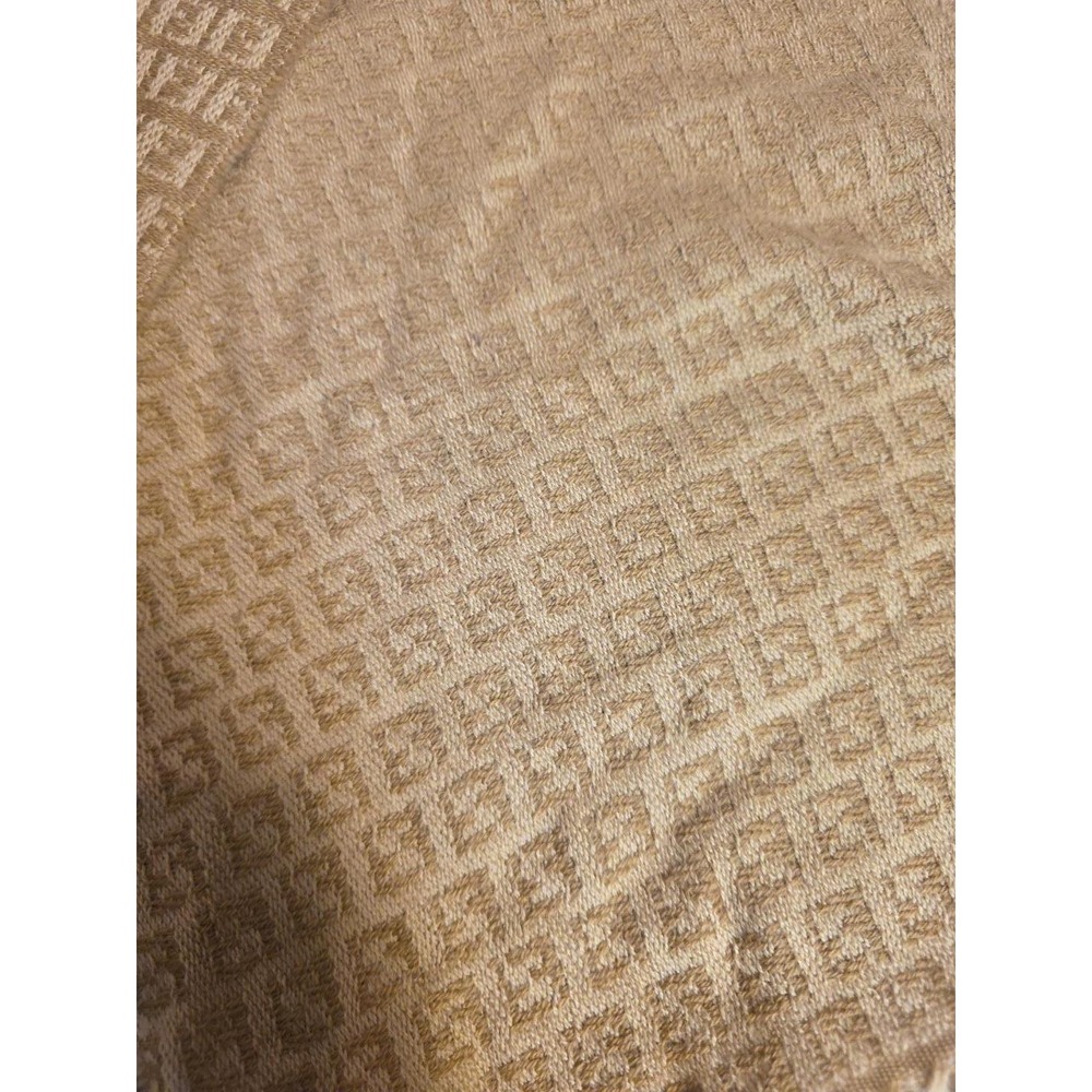 Fendi Zucca Monogram Scarf Tan Beige FF Logo Fringe Trim Rectangle Luxury Scarf - Picture 7 of 16